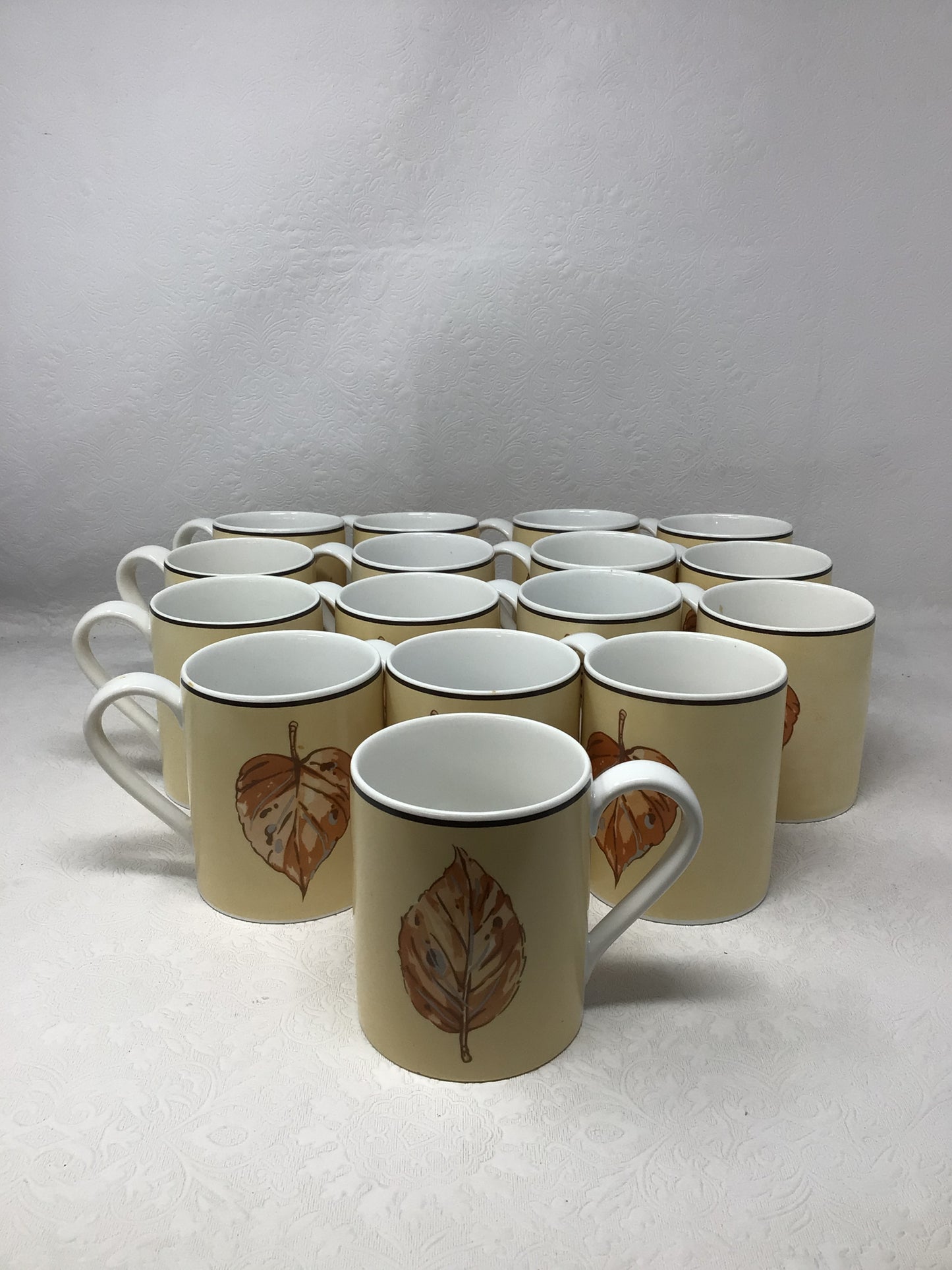 Vintage Corelle Stoneware Mugs In "Leaf Tanglewood"