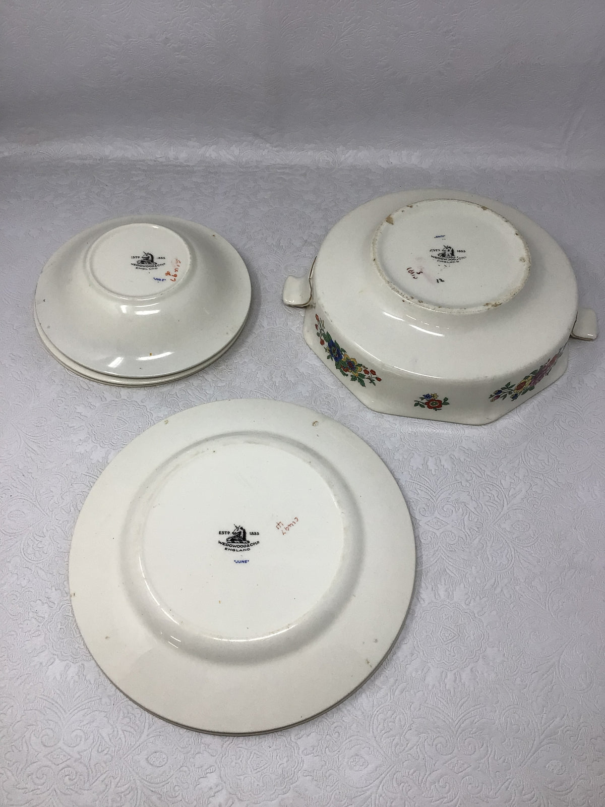 Vintage White Porcelain Dinner Plate Set