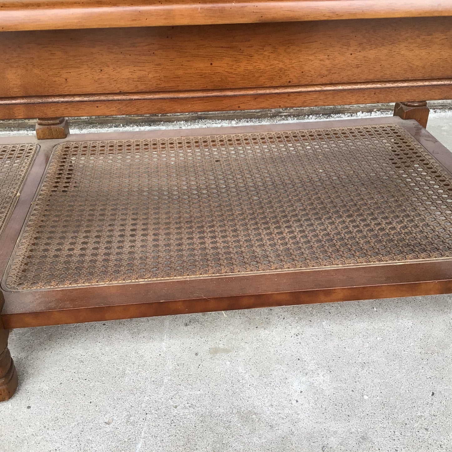 Glass and Cane Coffee Table