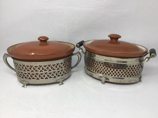 Set of Mid Century Guernsey Ceramic Crock’s in Holder’s