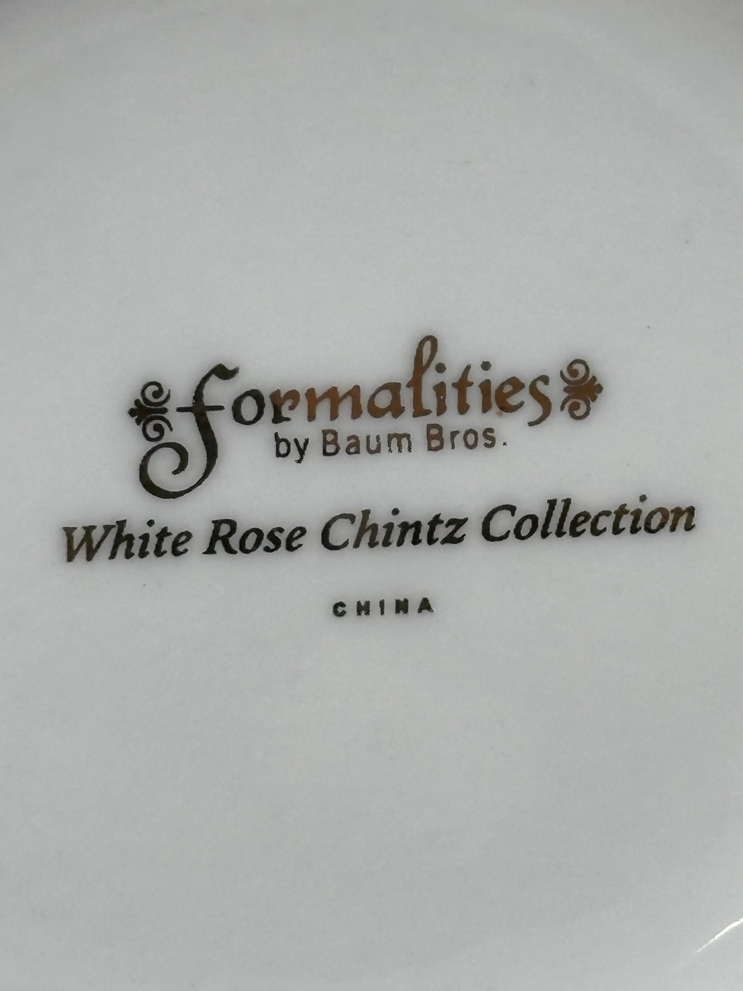 Formalities By Baum Bros White Rose Chintz Porcelain Handled Vase