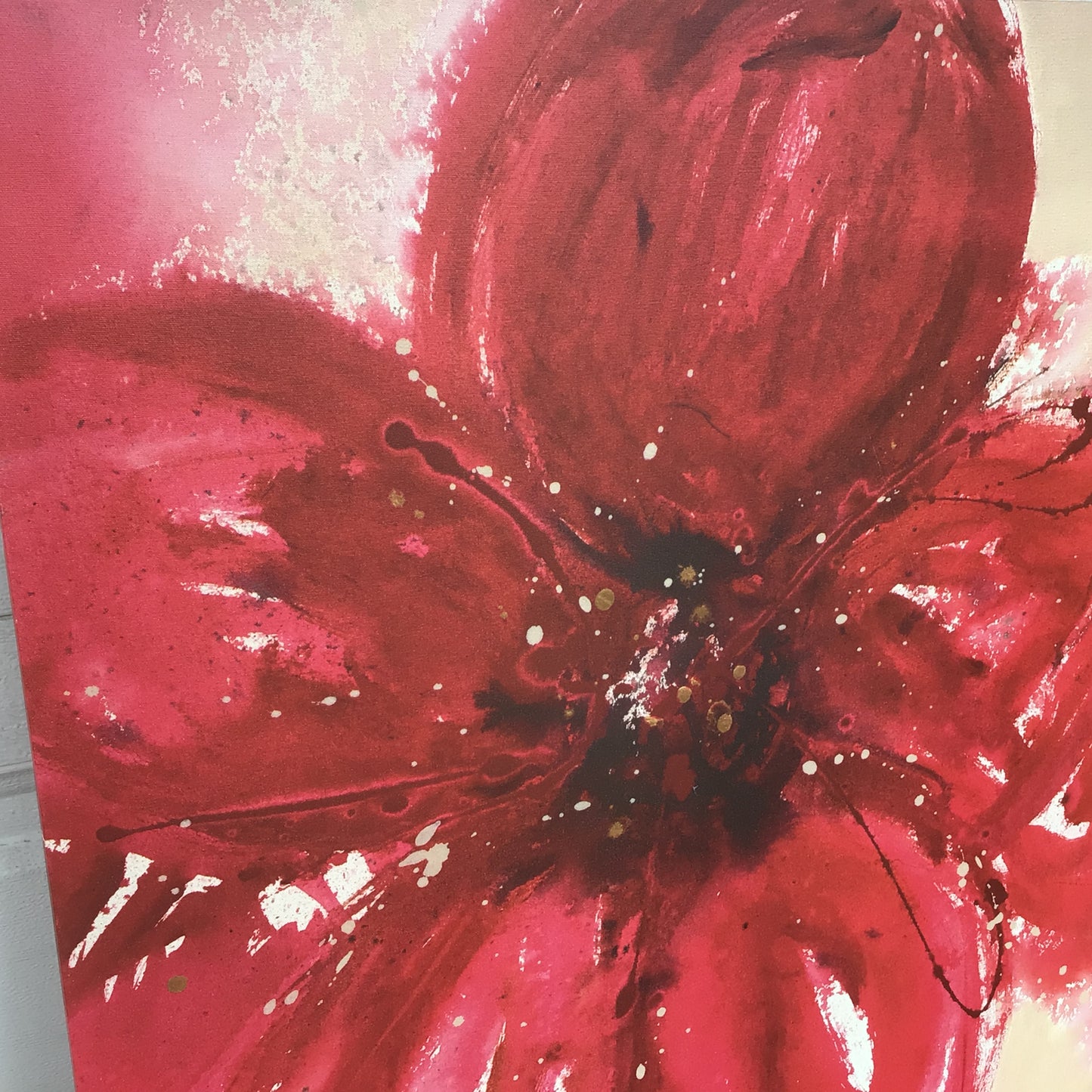 Red Floral Canvas Wall Art