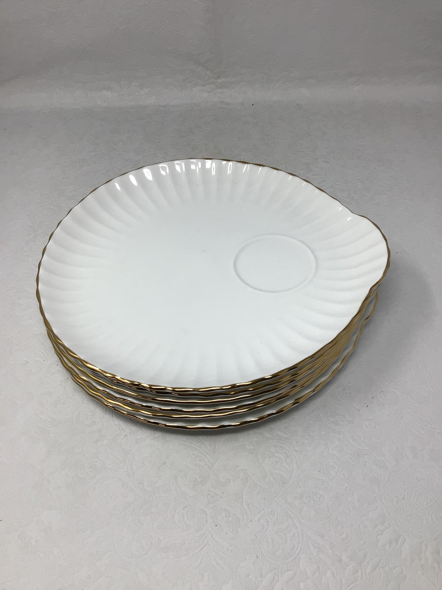 Staffordshire Gold-Rimmed Platters, Set of 6
