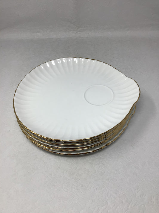 Staffordshire Gold-Rimmed Platters, Set of 6
