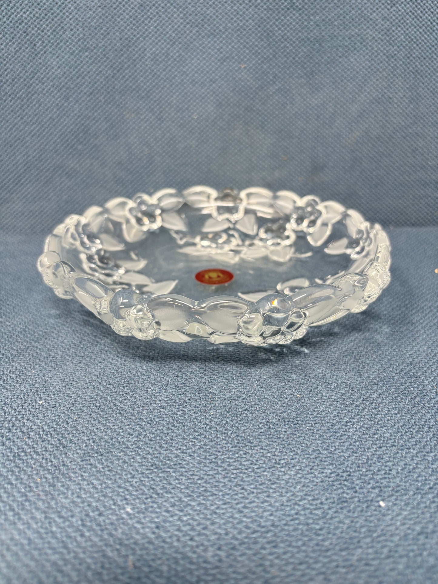 Vintage Walther Glass Crystal Flower Glass Dish