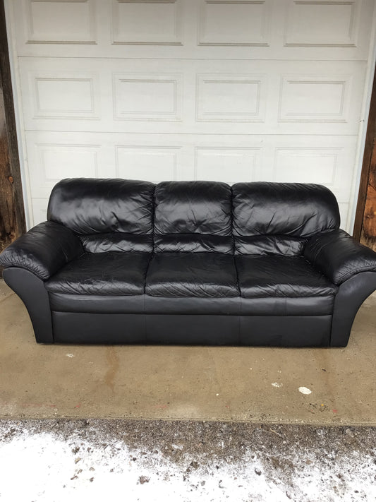 3 Seater Black Faux Leather Couch