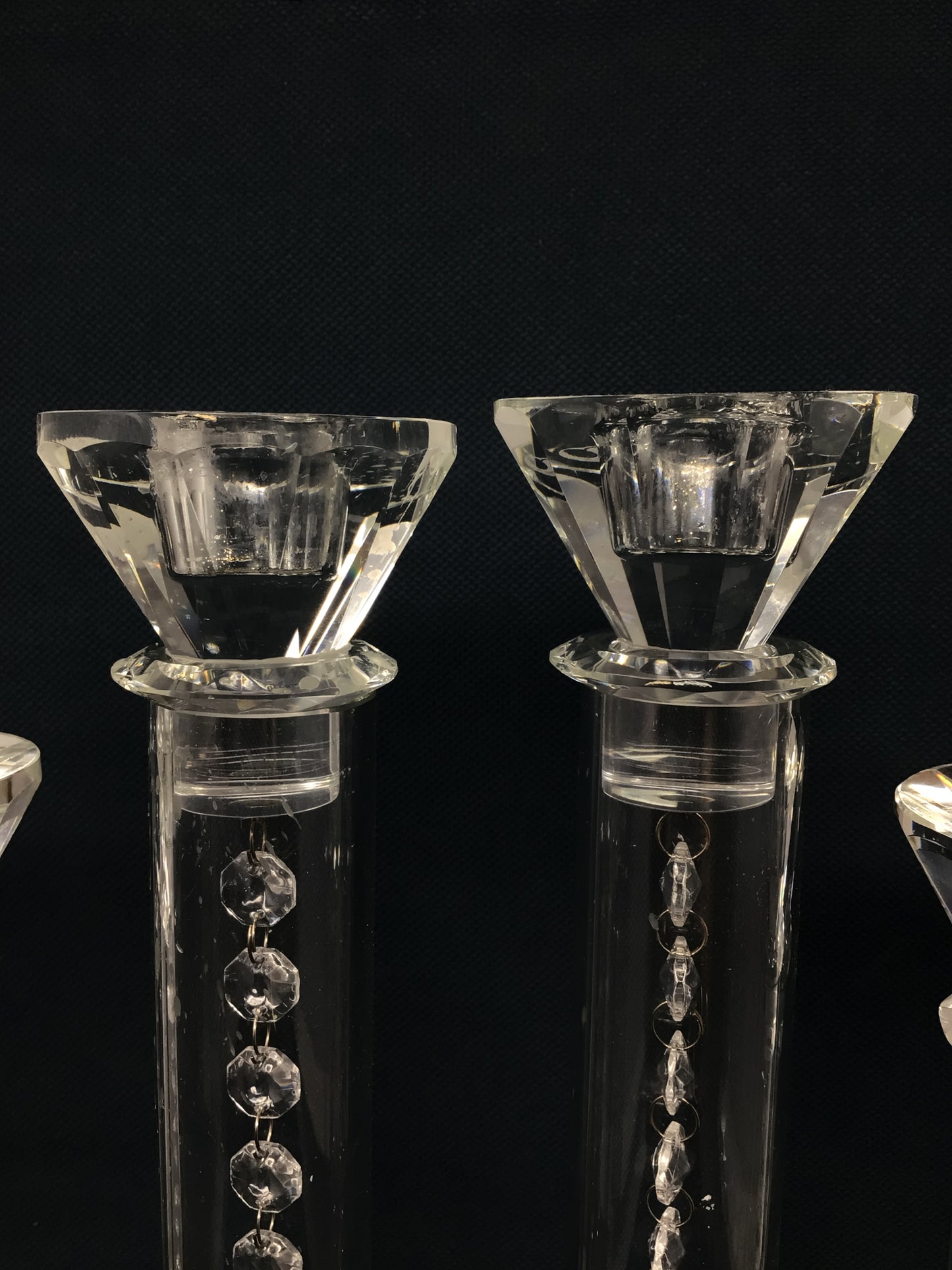 Set of 5 Hanging Crystal Candle Holders