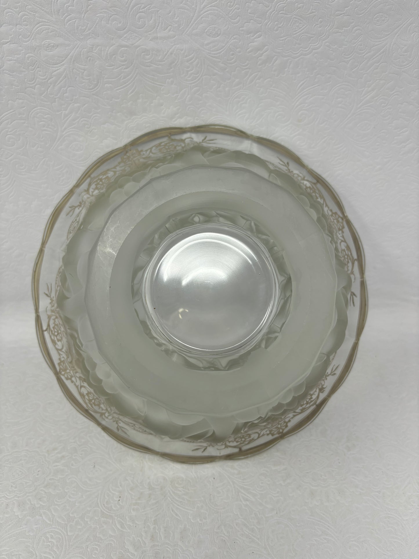 Vintage 1930’s Overlay Silver Pressed Glass Footed Bowl