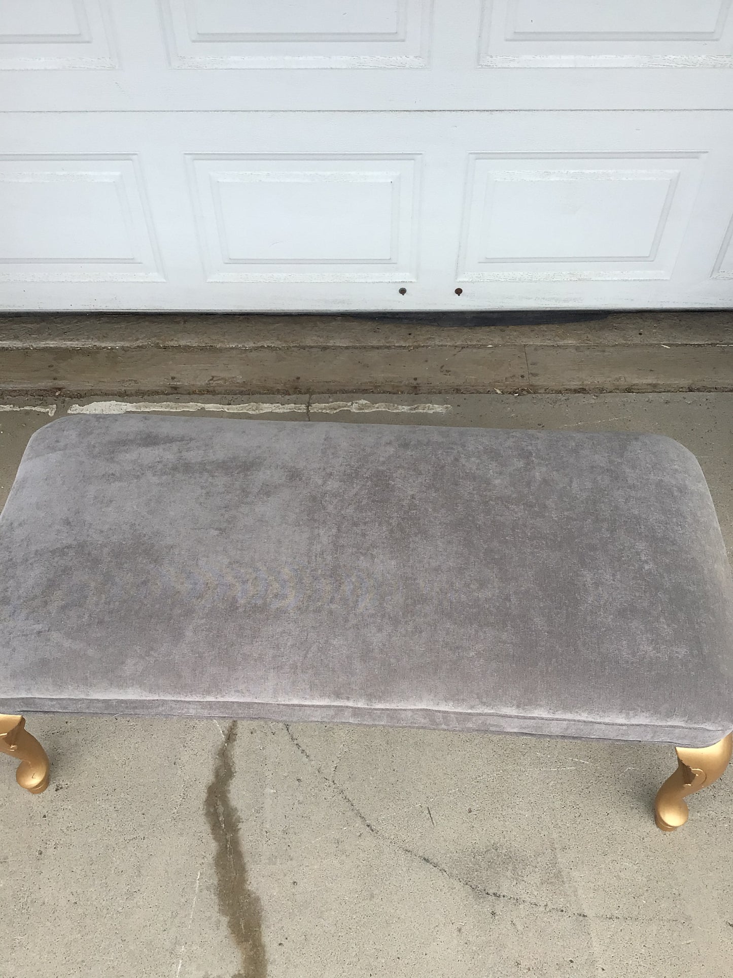 Grey Velvet Bench