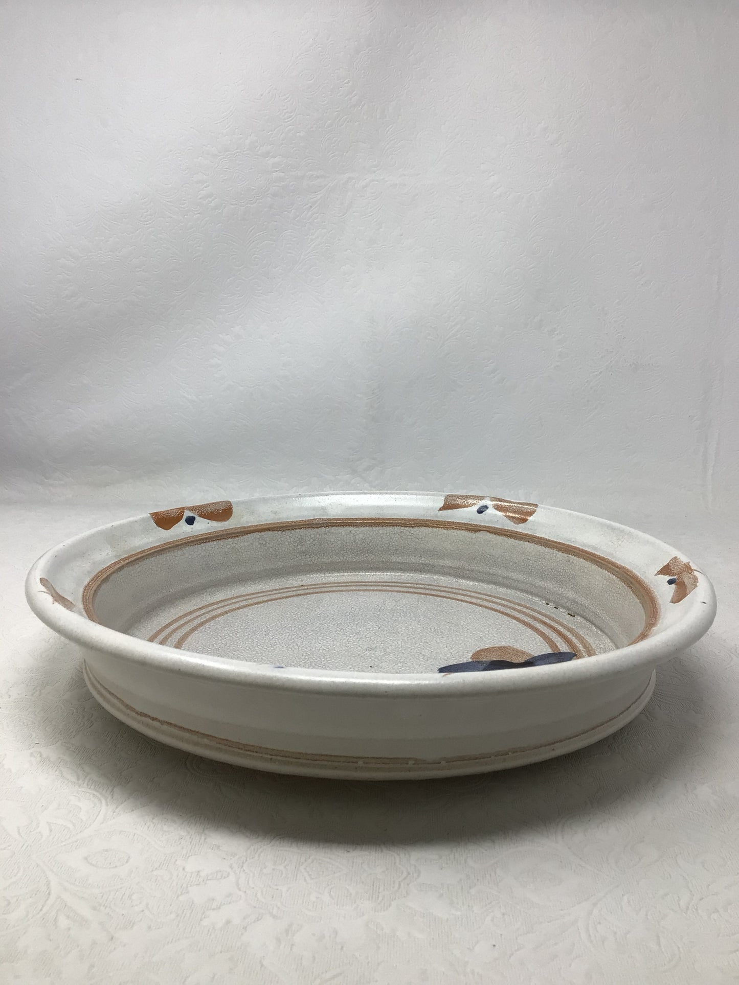 Hand Made Floral Pottery Plate with Handle