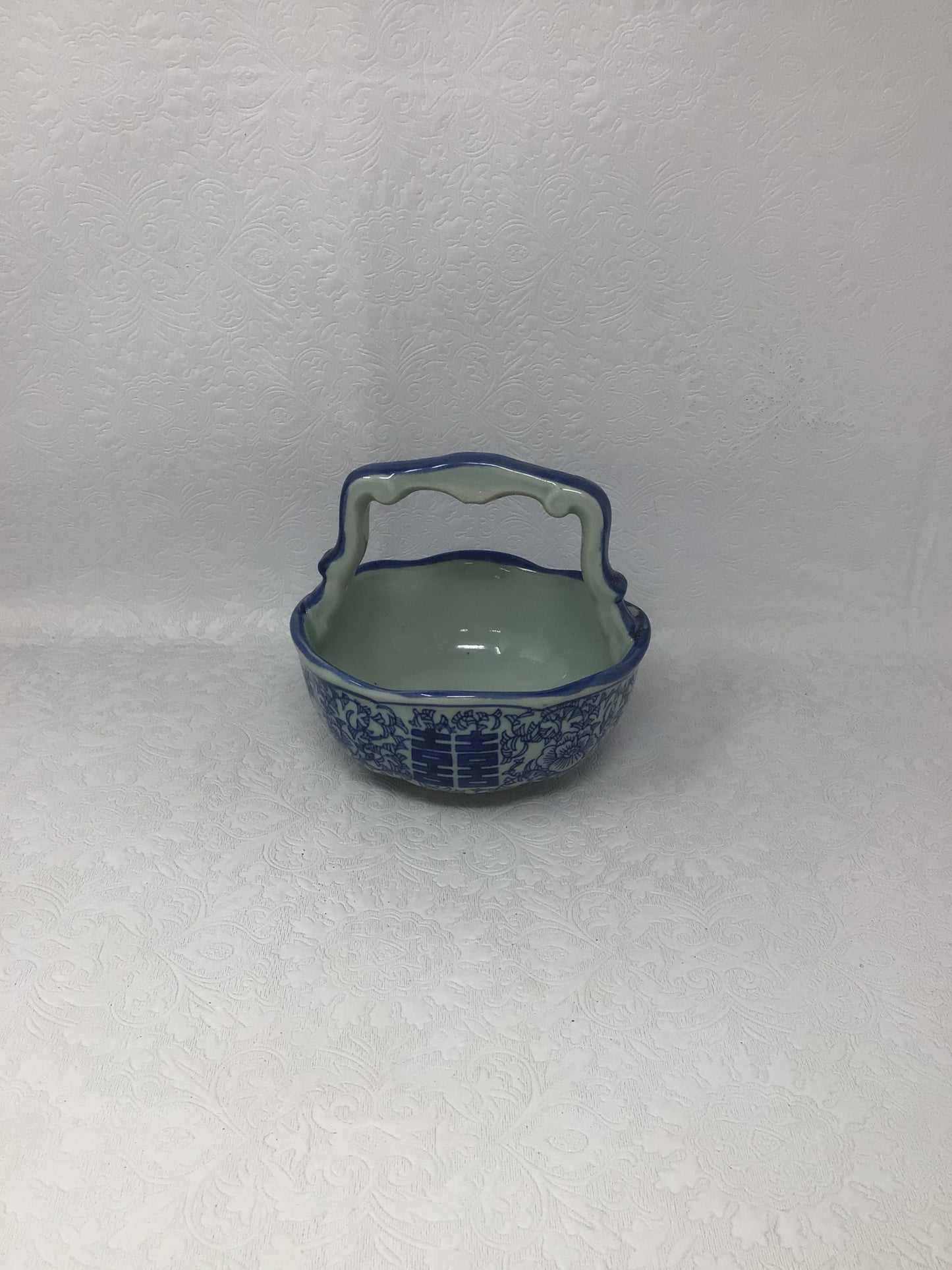 Chinese Cobalt Blue and White Basket