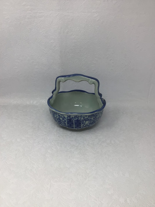 Chinese Cobalt Blue and White Basket