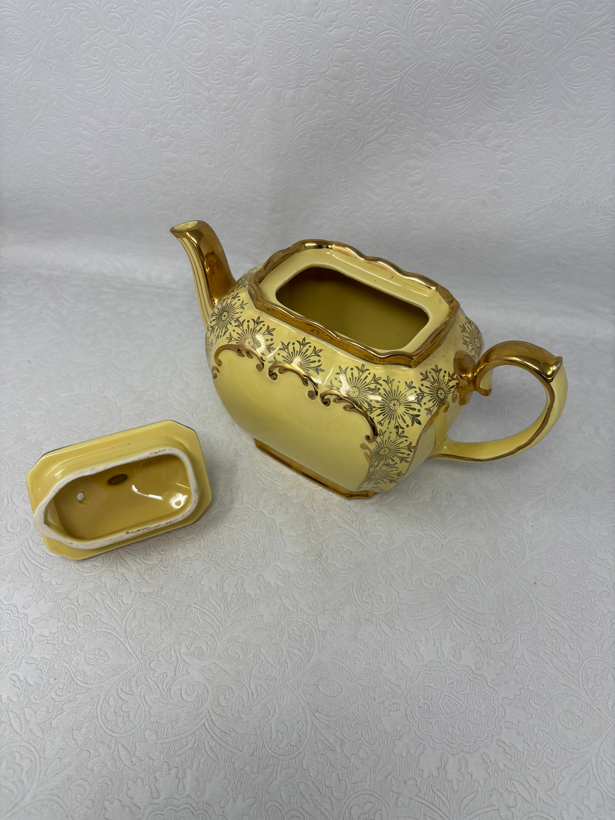 Vintage Sadler Yellow Cube Teapot