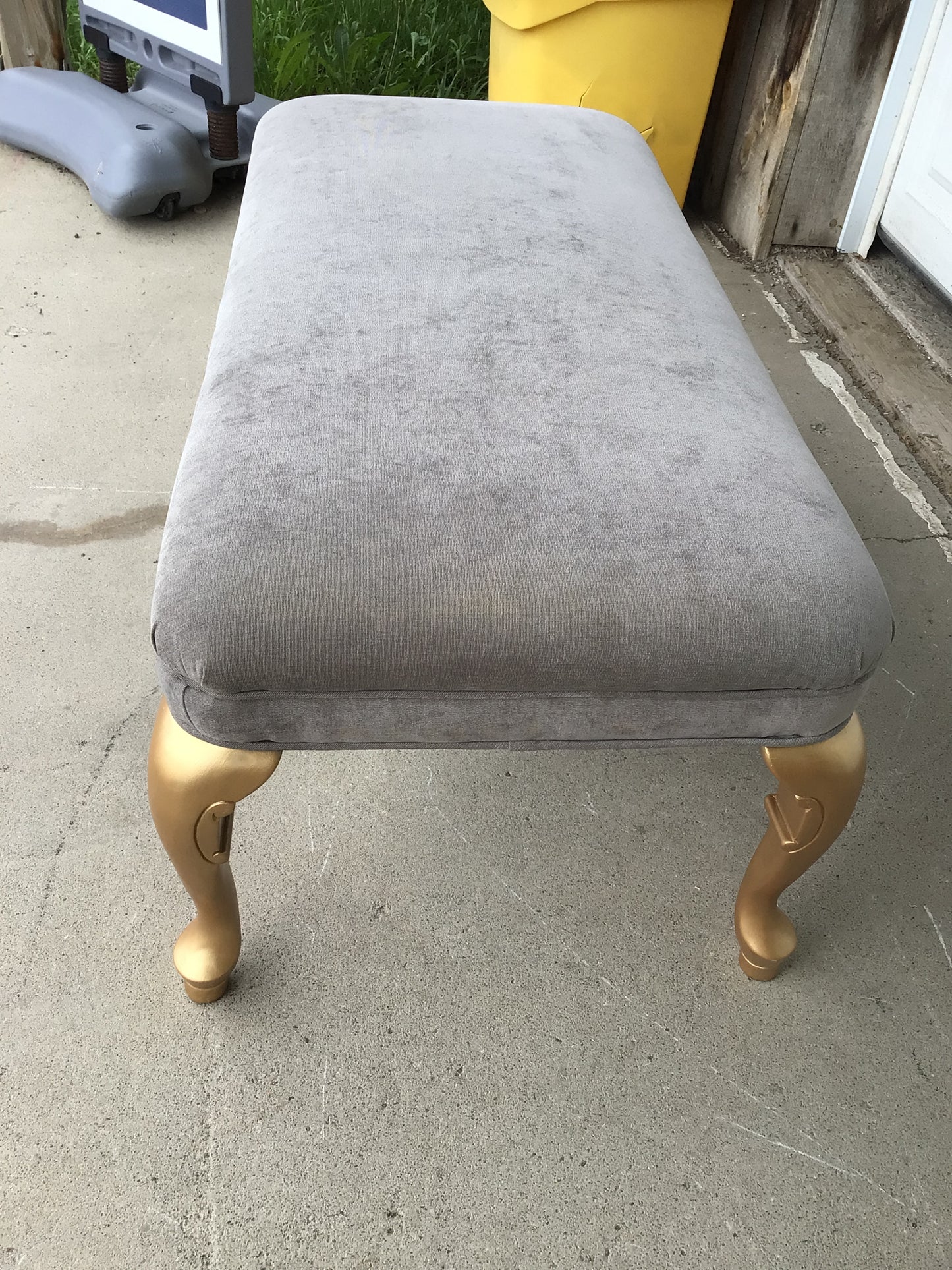 Grey Velvet Bench