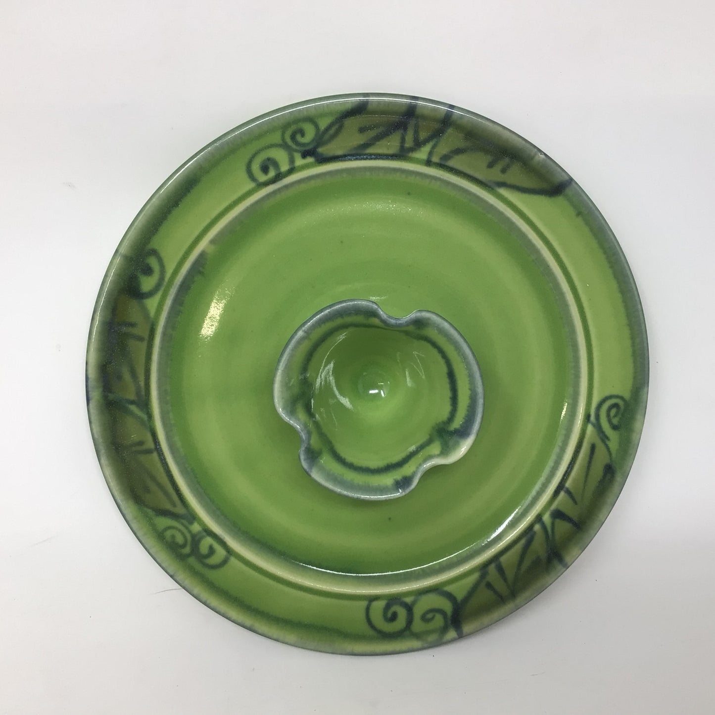 Green Pottery Dip Plate