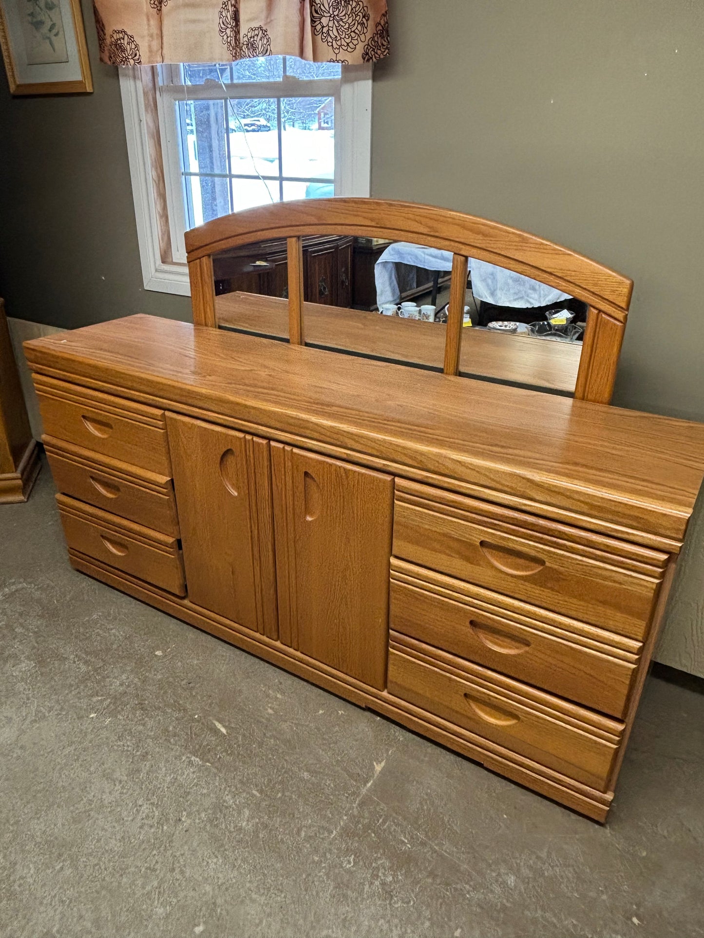 Oak Dresser With Mirror