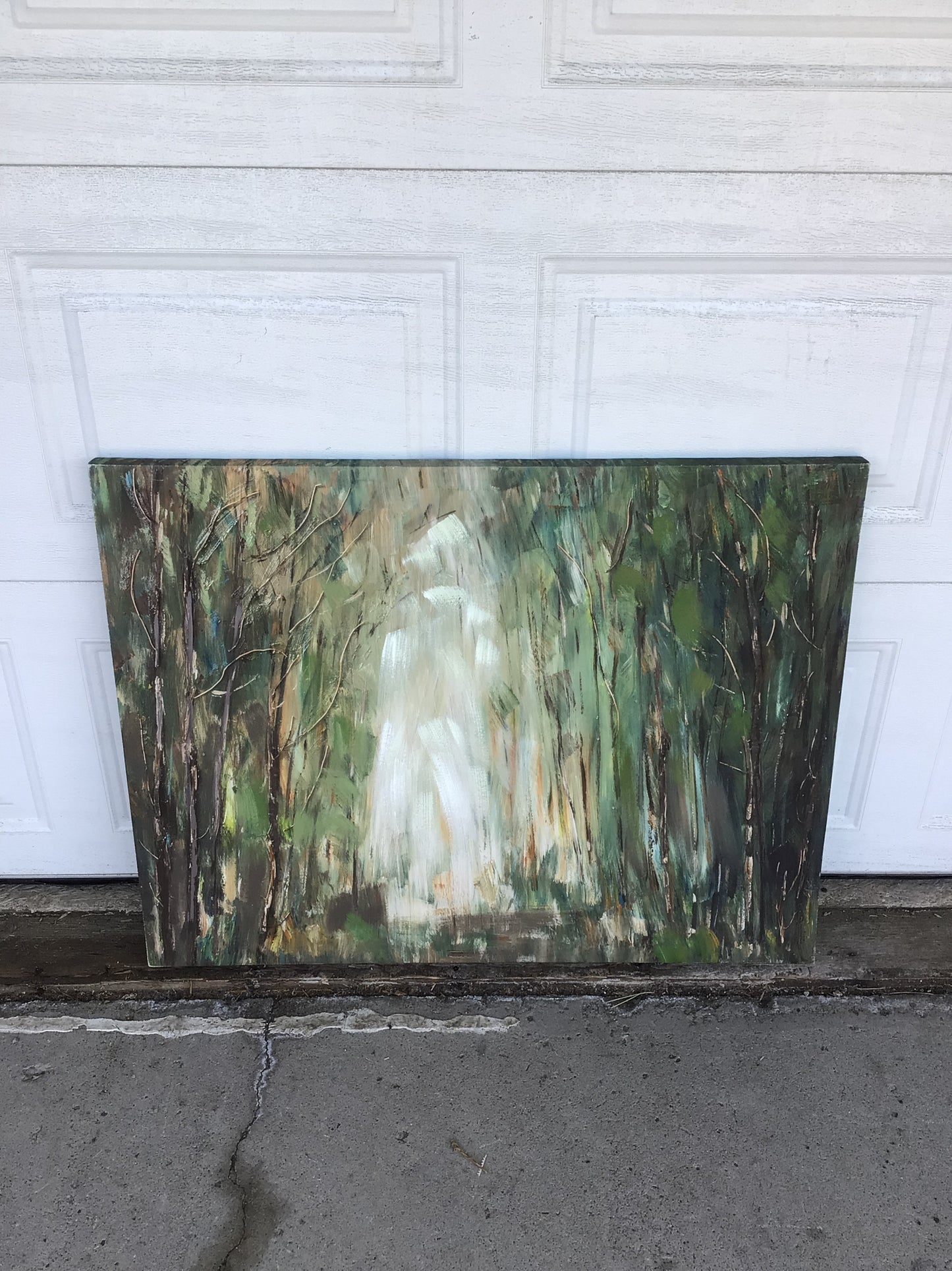 Abstract Waterfall in a Forest Painting
