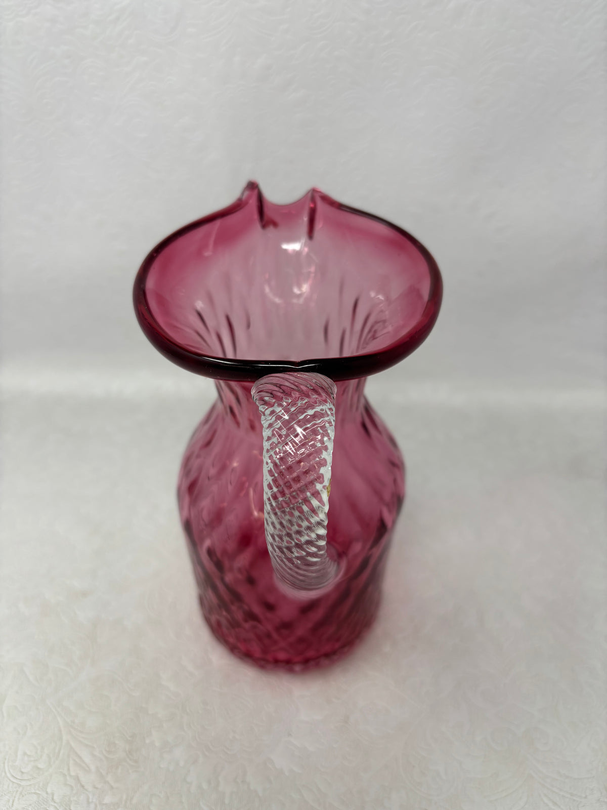 Handblown Cranberry Glass Pitcher
