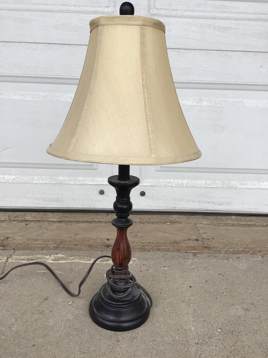 Metal and Faux Wood Table Lamp