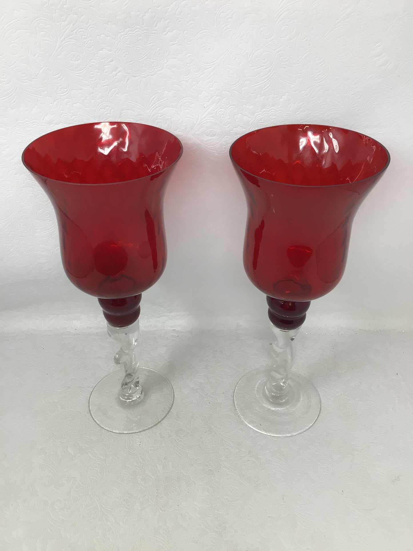 Set of 2 Red Candle Holders