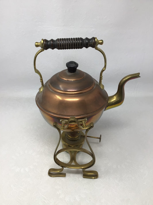 Antique Copper and Brass 'Spirit' Kettle on a Swinging/Tilting Stand