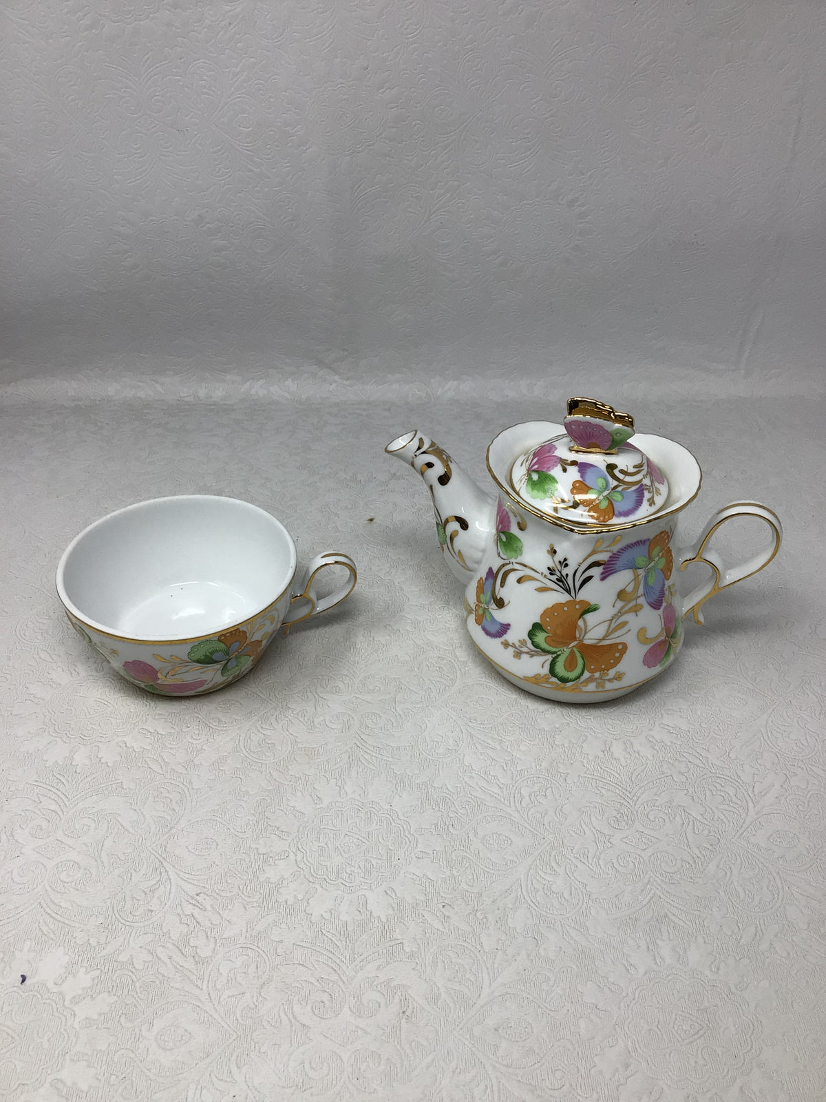Hand-Painted Porcelain "Tea-For-One" Stacking Set