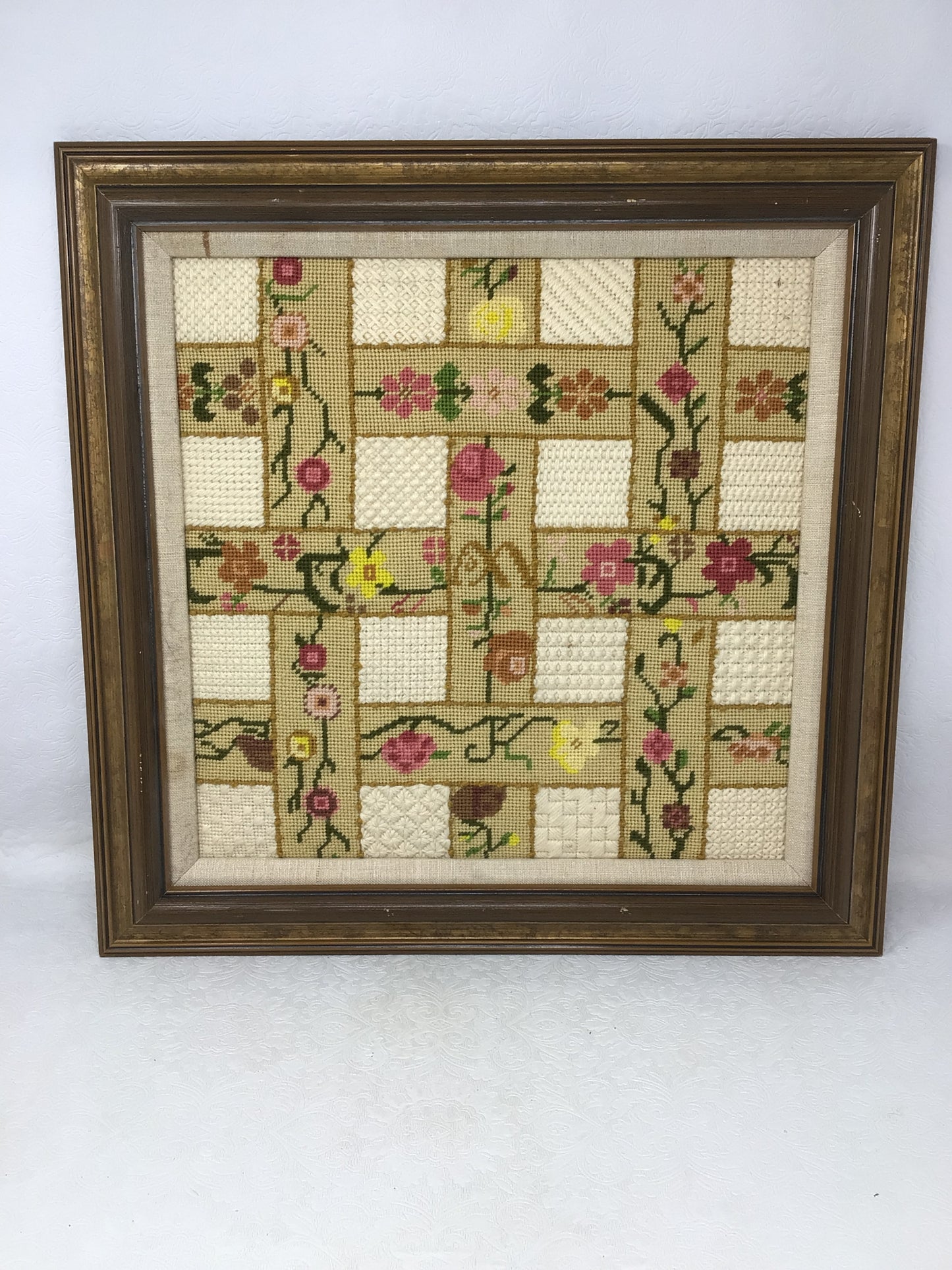 Framed Floral Needlepoint