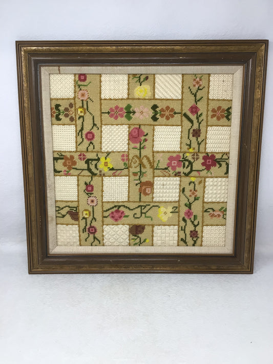 Framed Floral Needlepoint