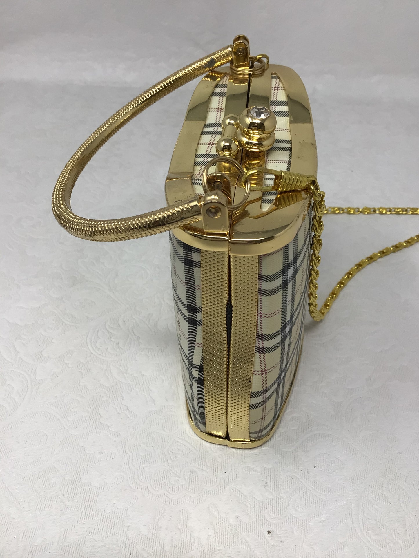 “Vecceli” Gold and Plaid Purse