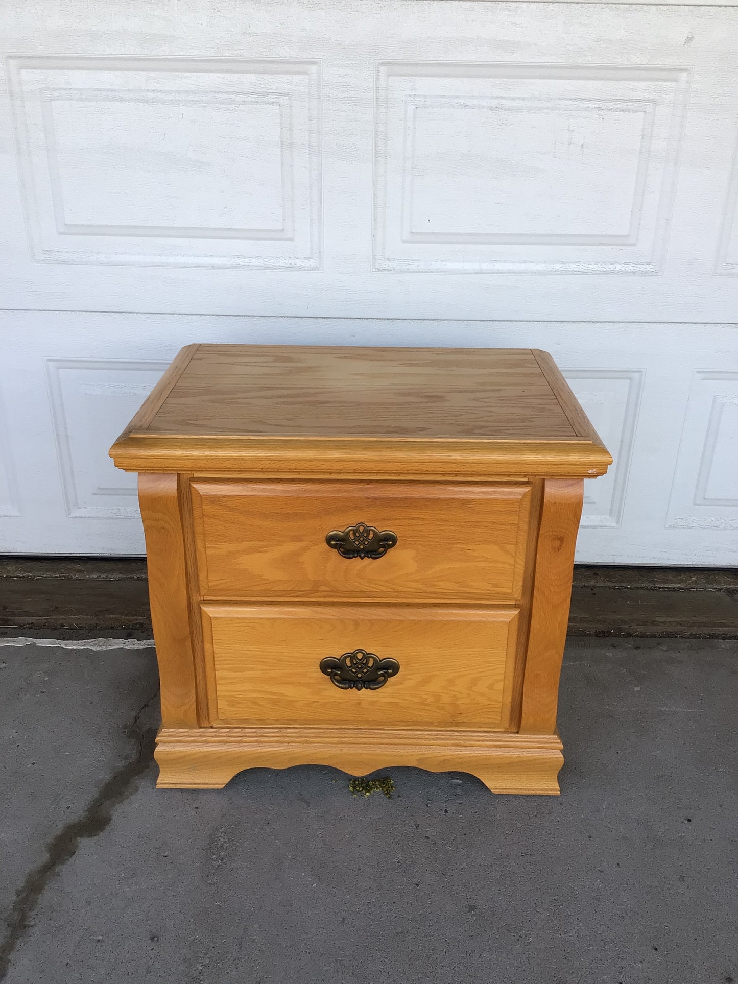 Wood Nightstand Featuring Two Drawers