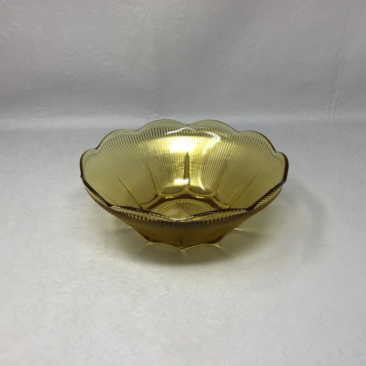 Vintage Anchor Hocking Glass Amber Serving Bowl