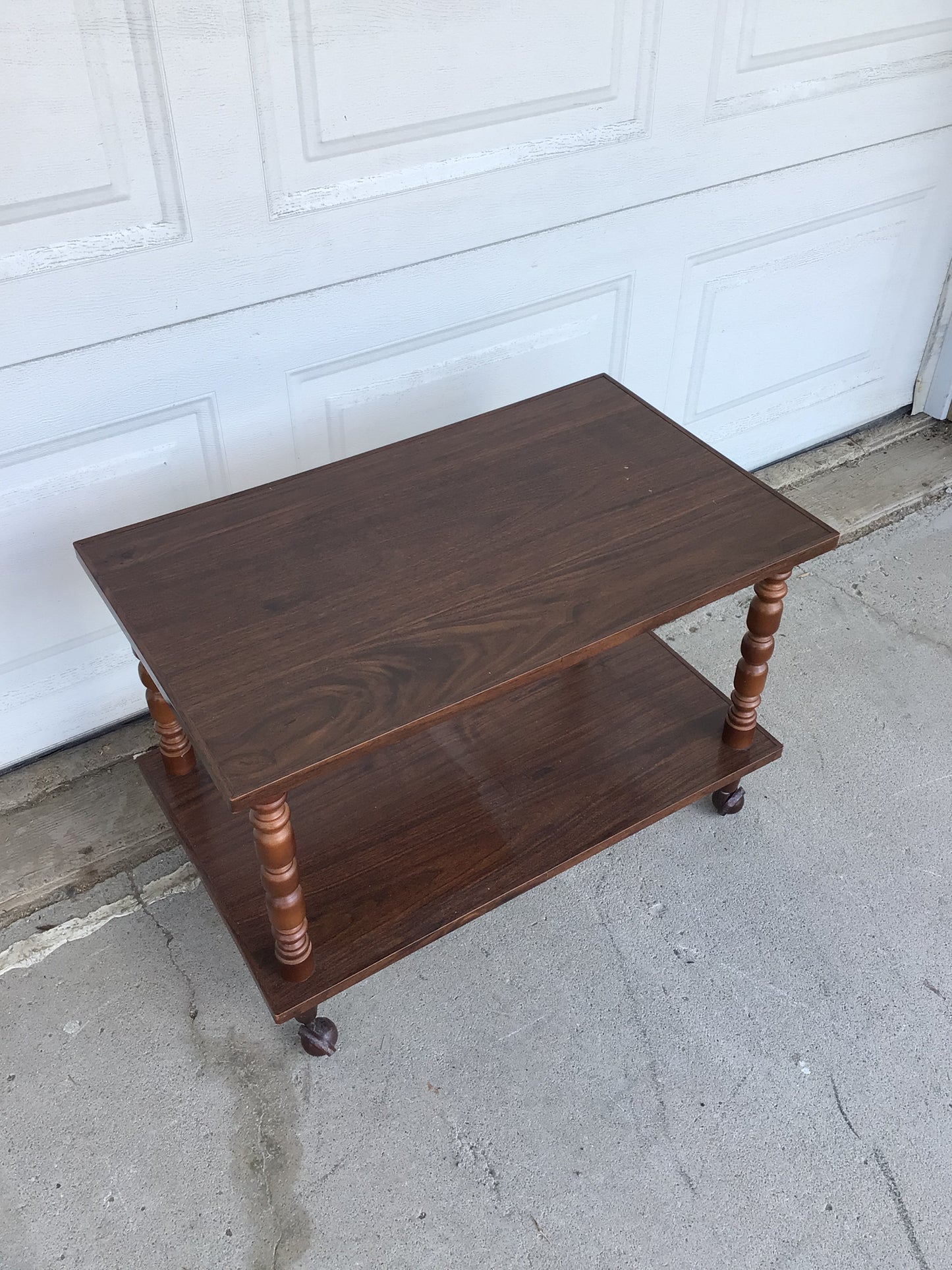 Retro Two Tiered Wooden Rolling Table