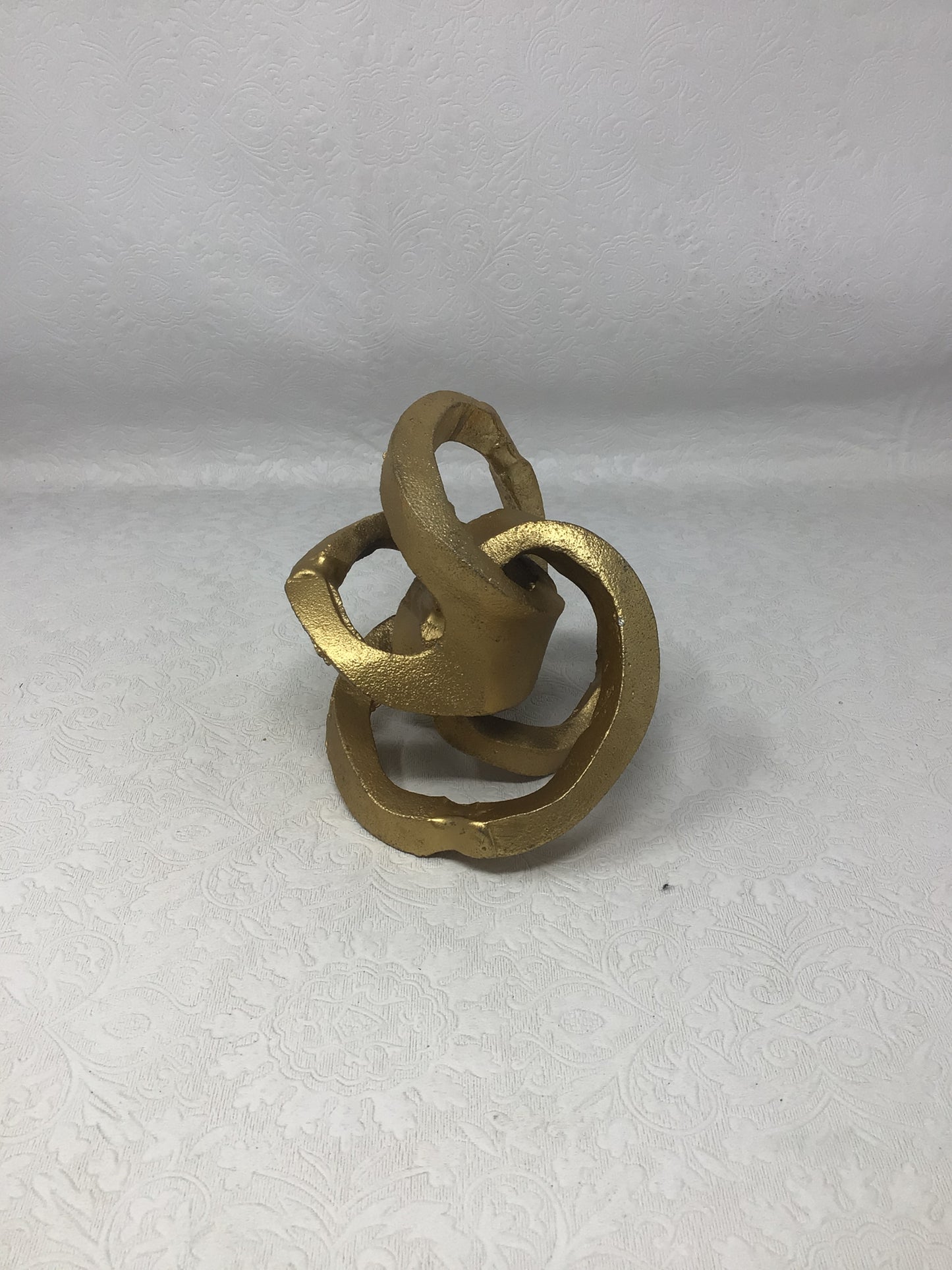 Gold-Finished Abstract Metal Knot Sculpture