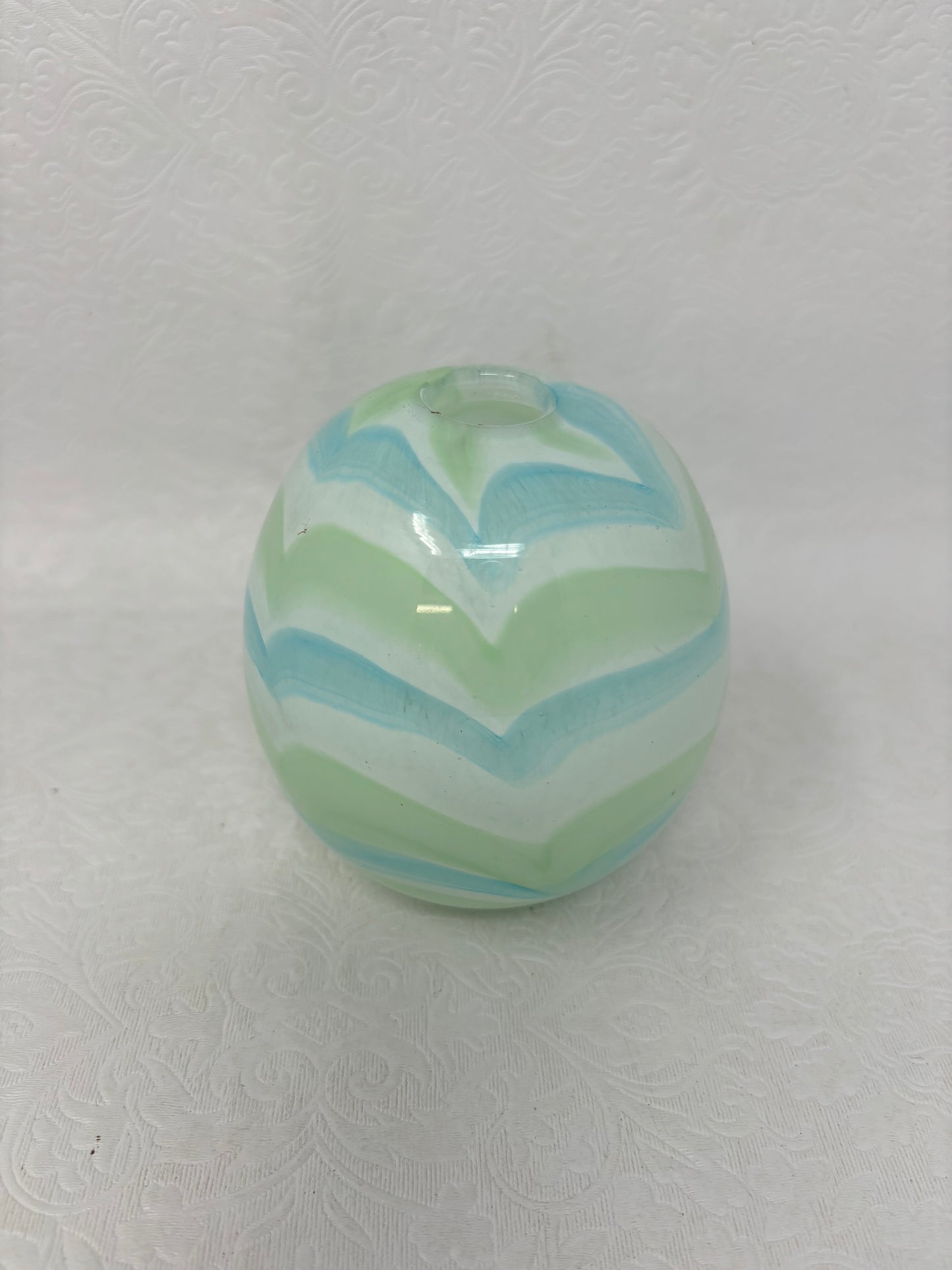 TOZAI Home Glass Bud Vase With Turquoise & Green Swirl