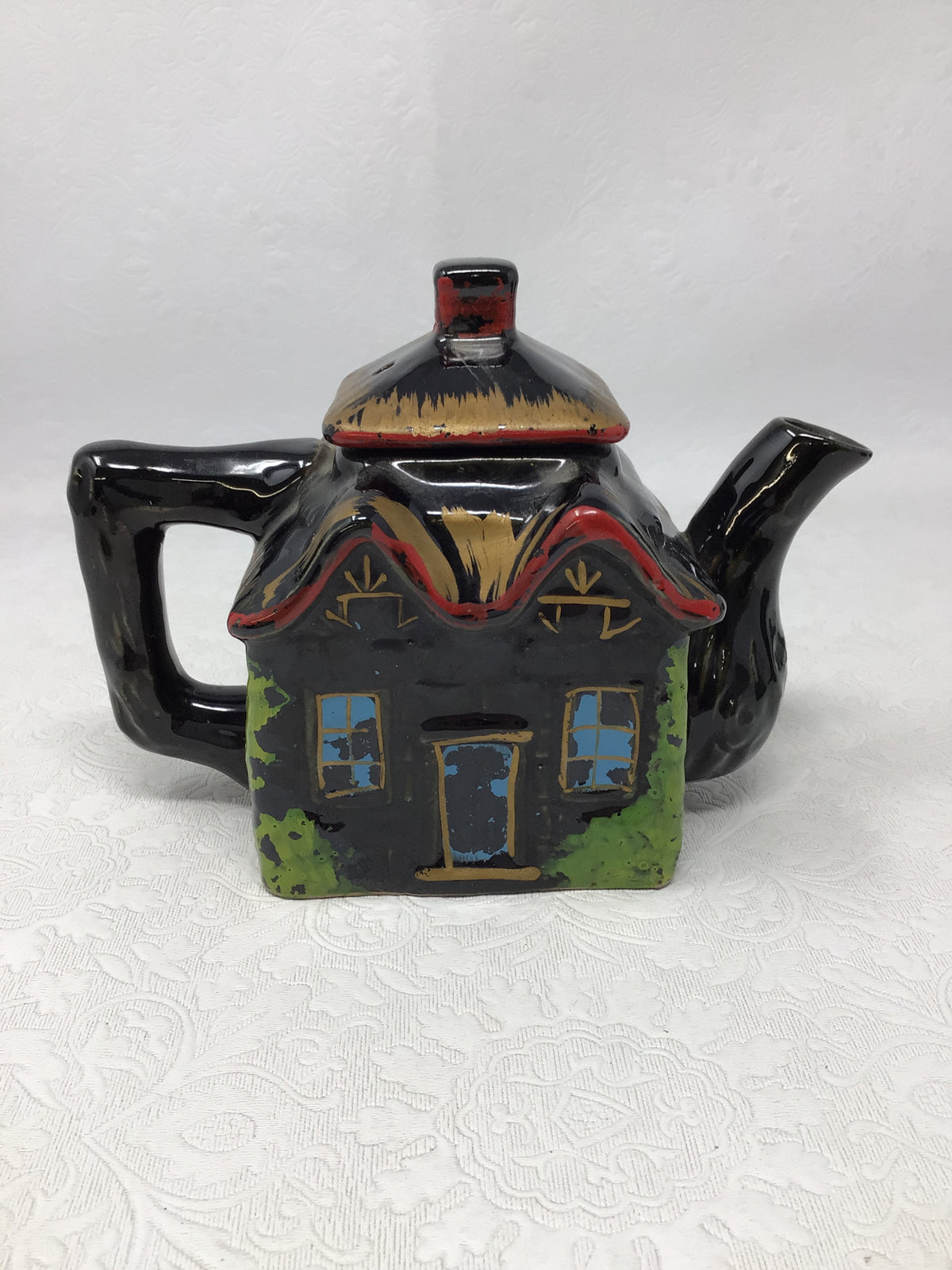 3 Piece Black Cottage Tea Set