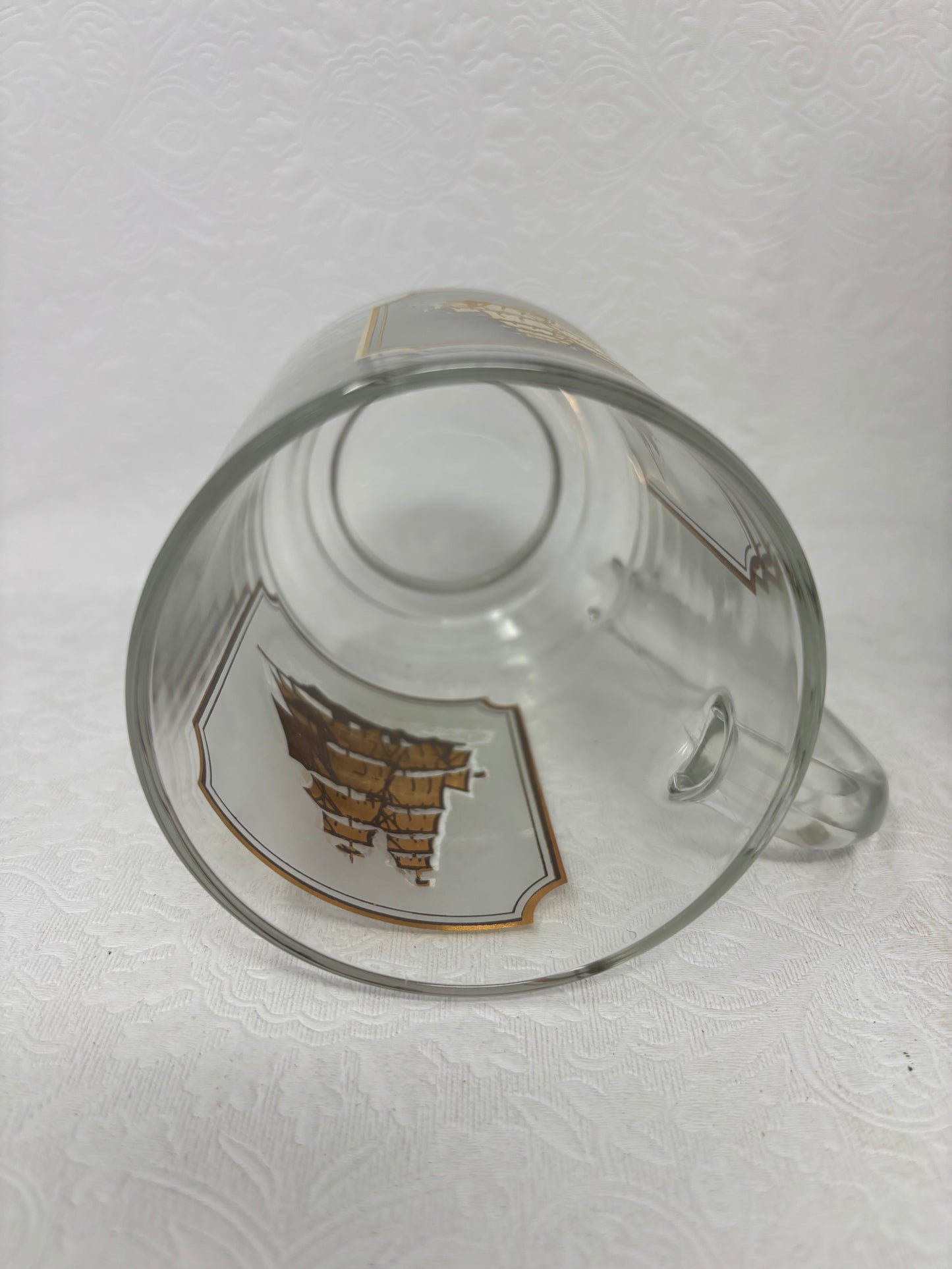 Vintage Luminarc Nautical Gold Ship Beer Stein