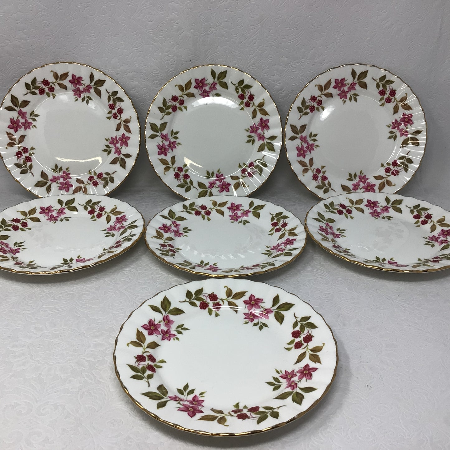 Vintage 1960’s Royal Stafford Bone China Fragrance Pattern Set Of 7