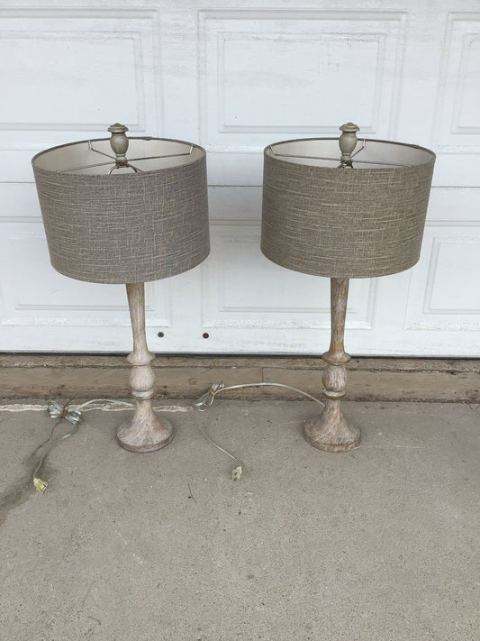 Wooden Lamp with Sparkly Shade