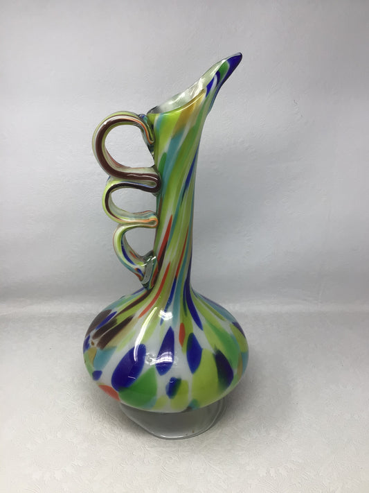 Multicoloured Art Glass Pitcher