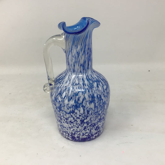 Vintage Pilgrim Blue and White Smooth Splatter Glass Small Jug