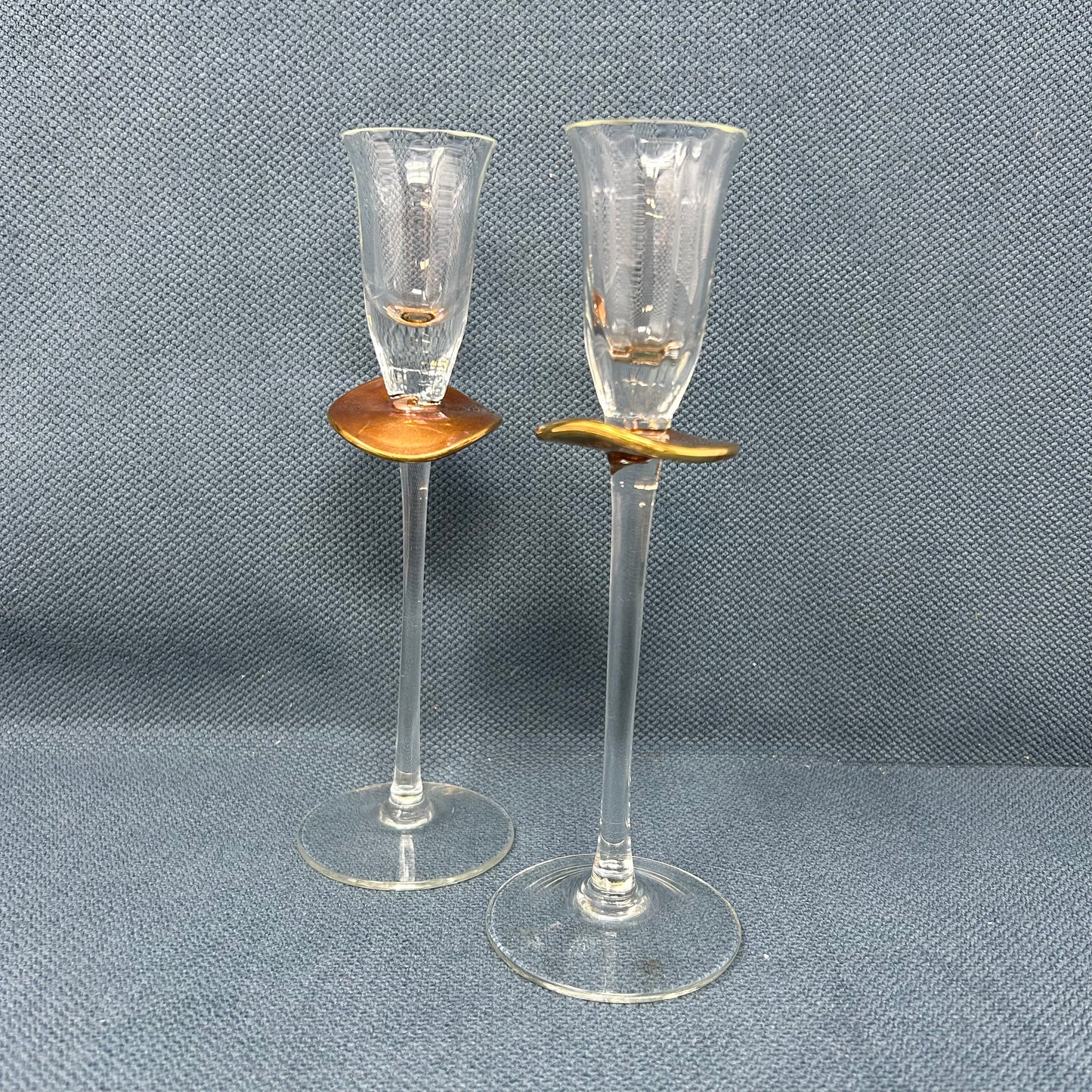 Set of 2 Vintage Hand-Blown Venetian Cordial Glasses