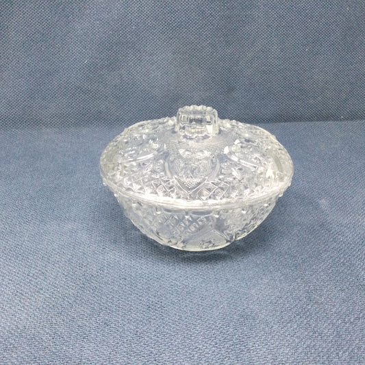 “Roses in Hearts” Pattern Glass Candy Dish