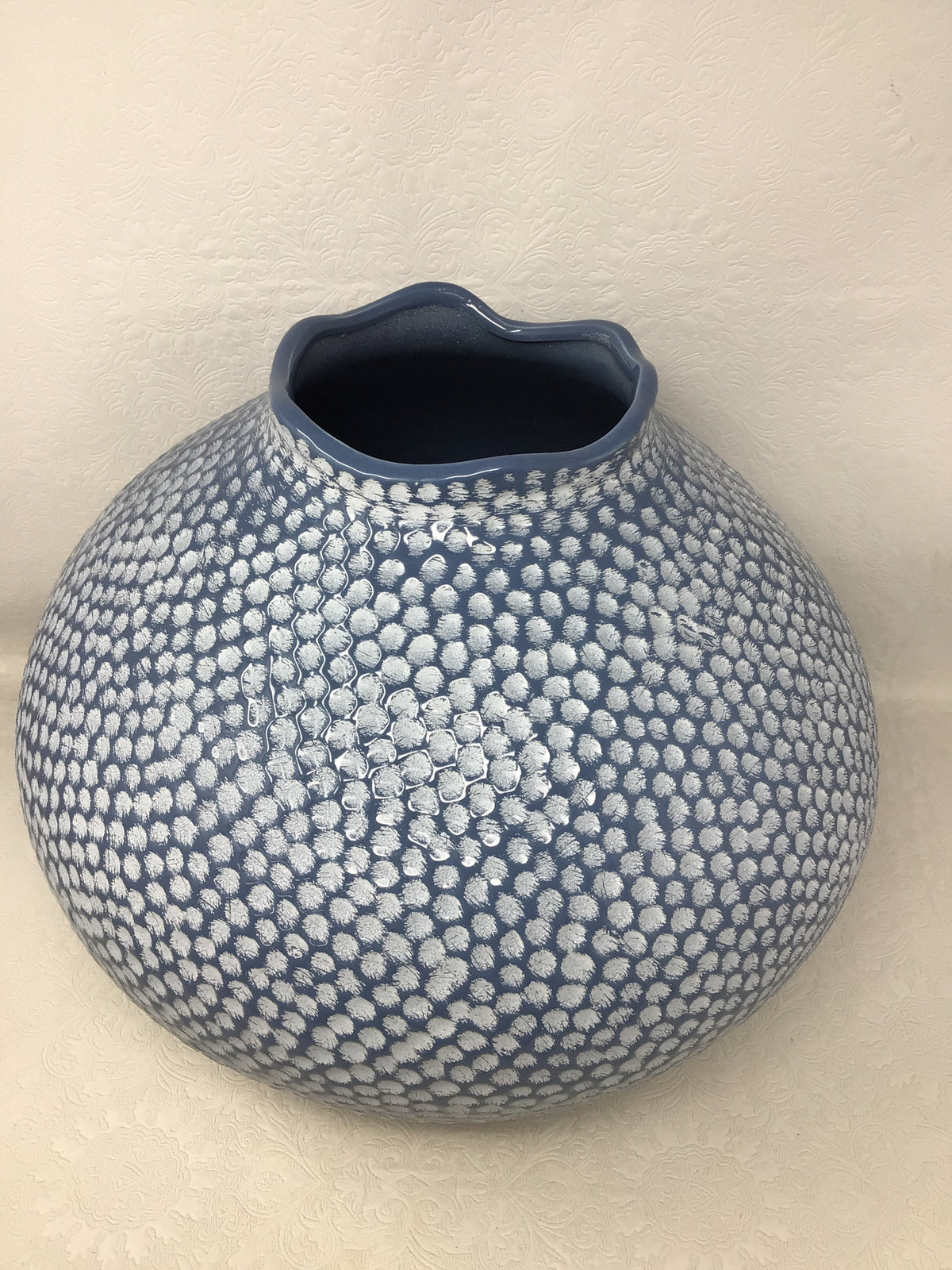 Blue and White Textured Vase