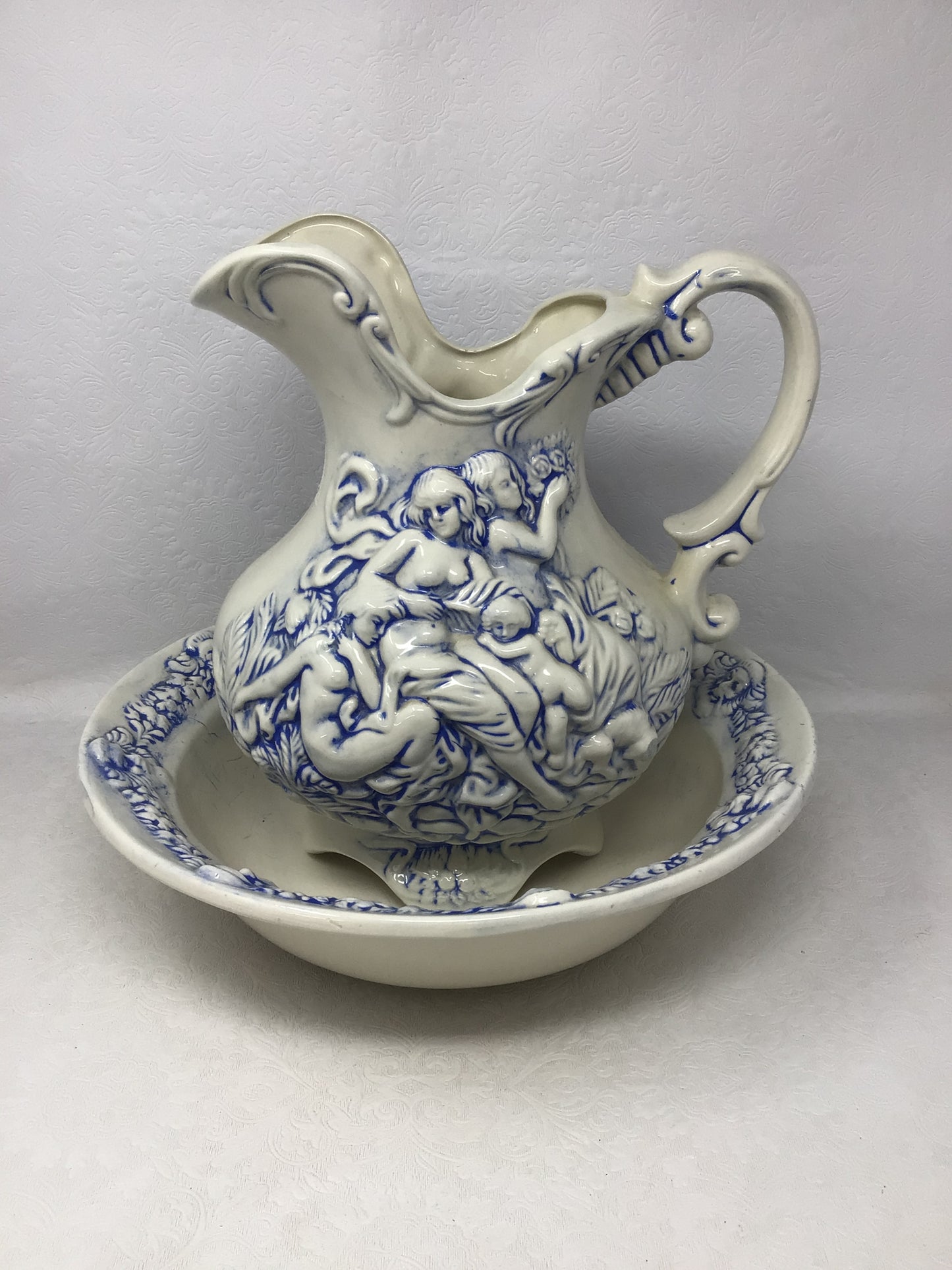 Vintage Ceramic Wash Pitcher & Basin