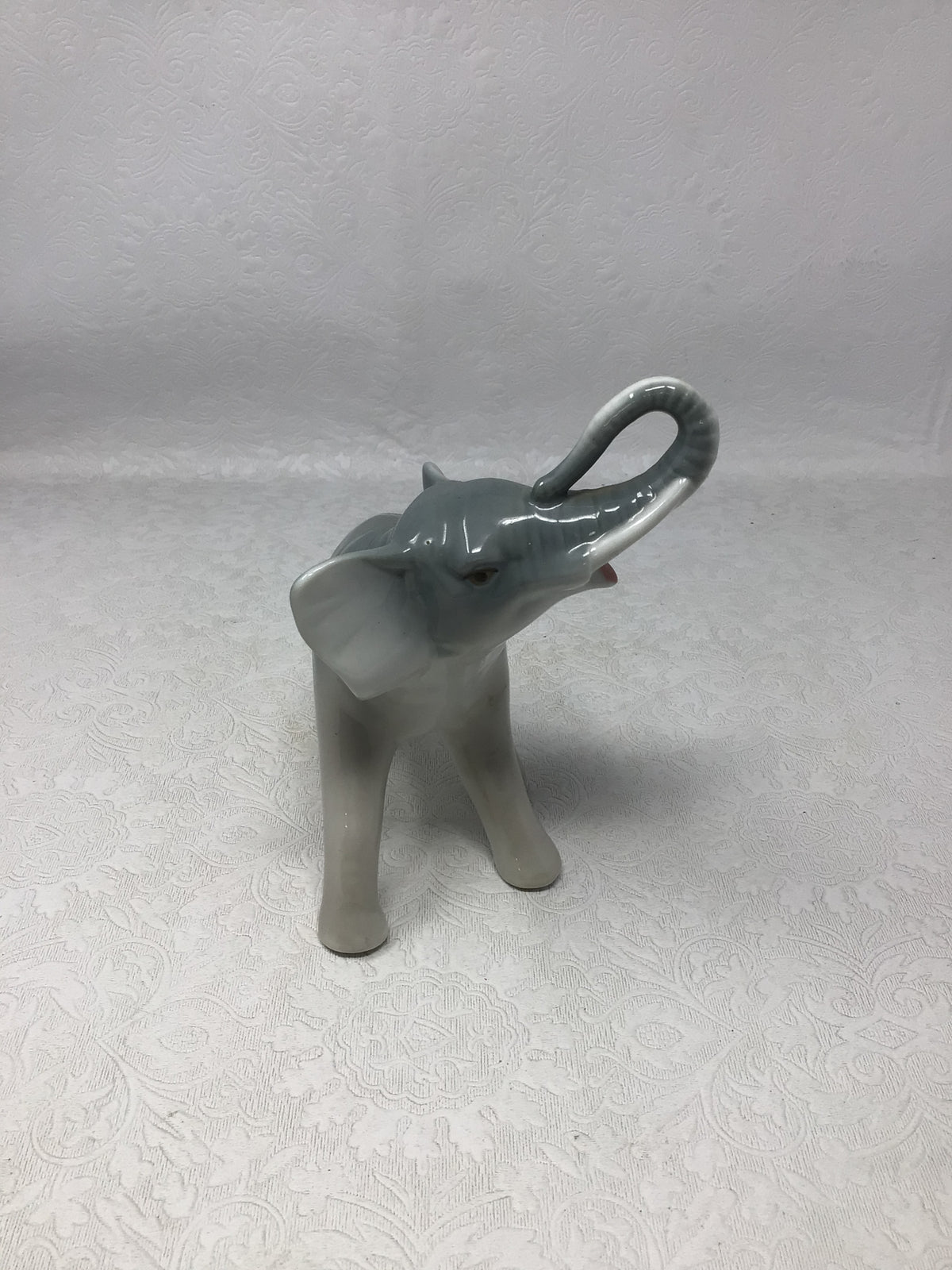 Vintage Glazed Ceramic Elephant Figurine