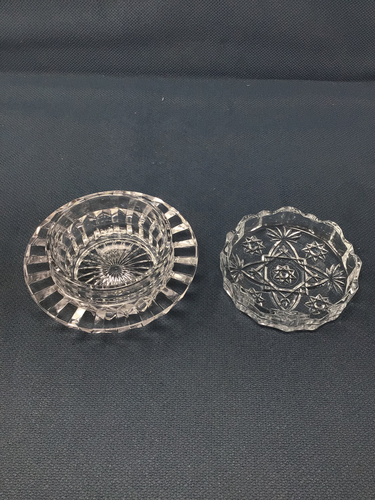 Vintage Clear Glass Round Trinket Box