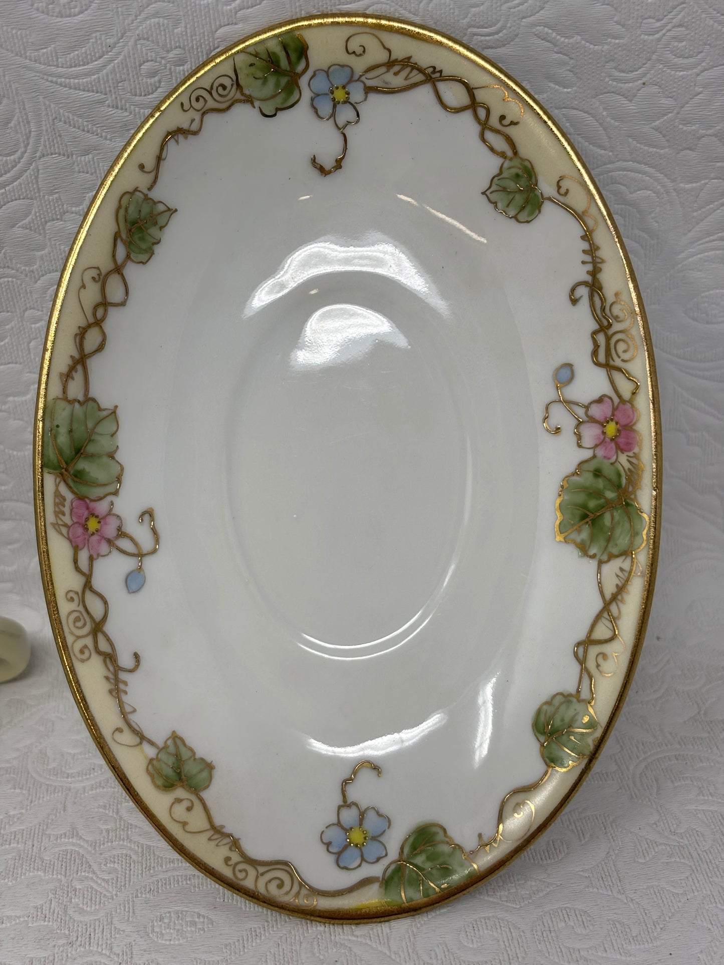 Vintage Nippon Hand Painted Floral Gravy Boat