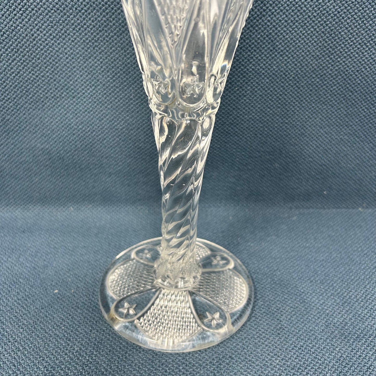 Vintage Ohio Flint Glass Clear Diamond Vase