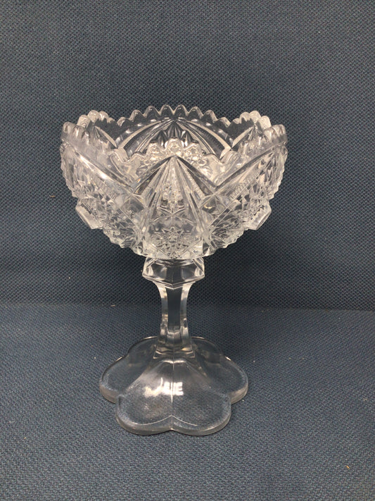 Vintage Pedestal Cut Glass Dish