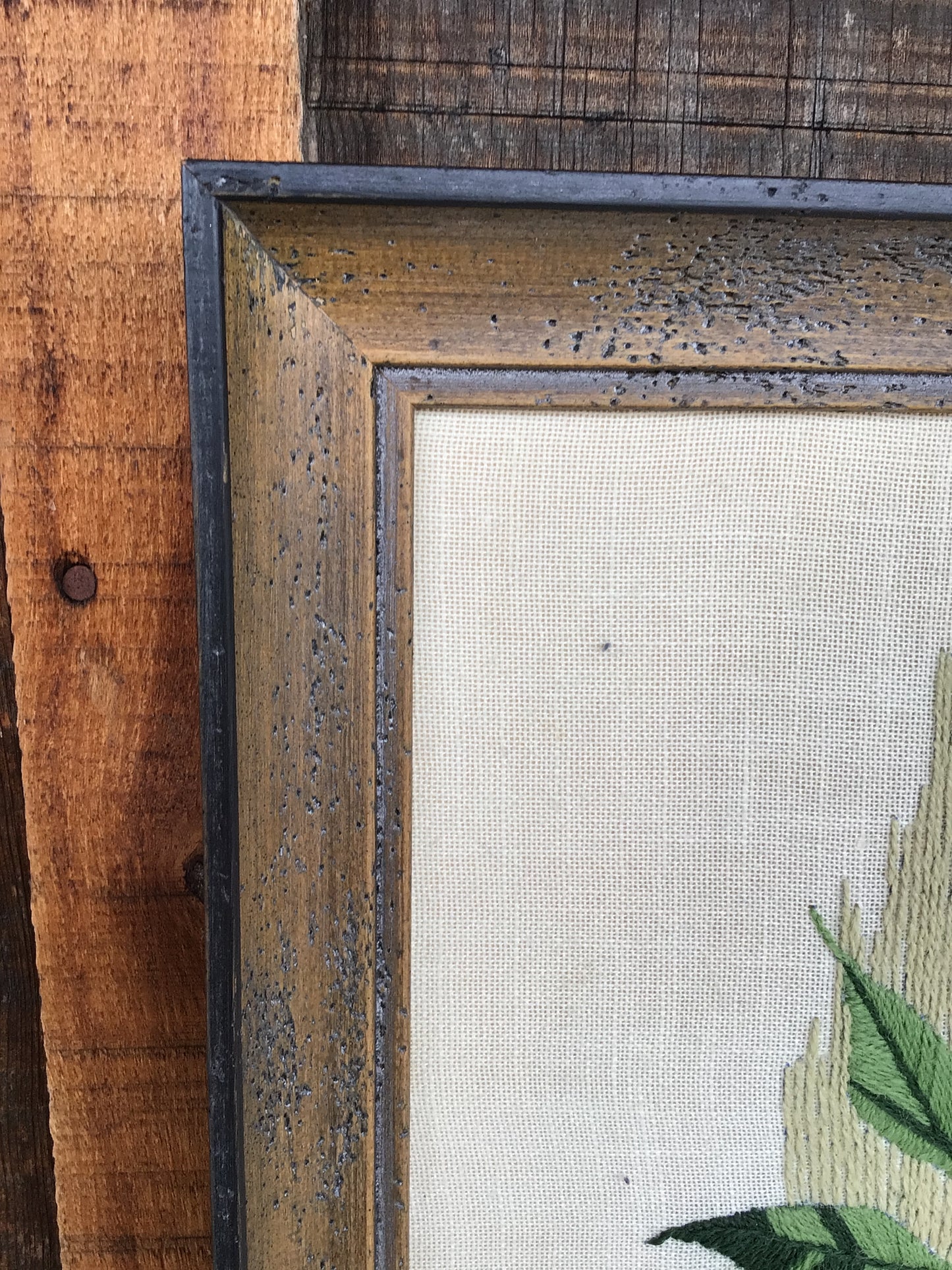 Framed Floral Embroidery Art Piece